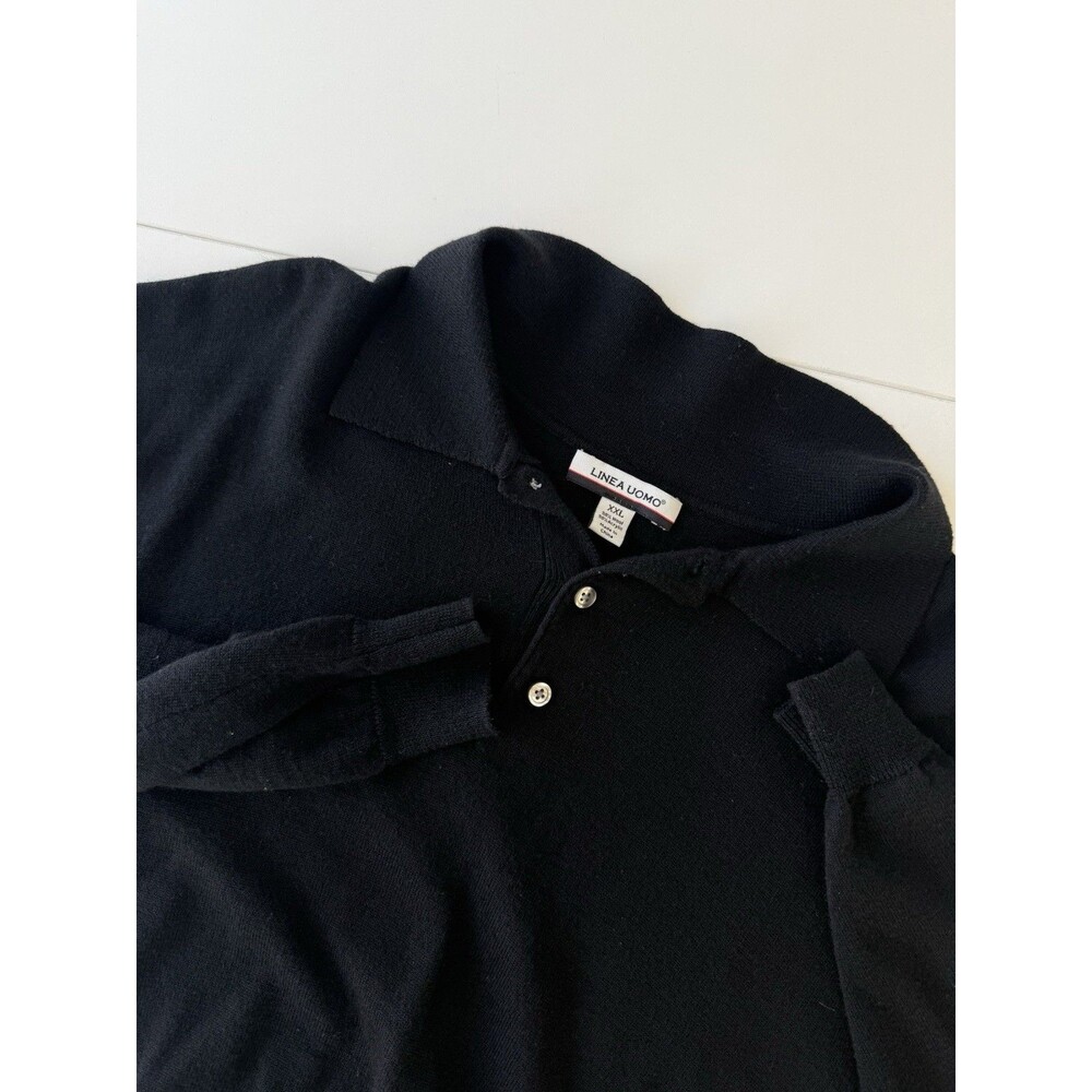 Linea Uomo Men's Long Sleeve Black Wool Pullover Sweater Size XXL